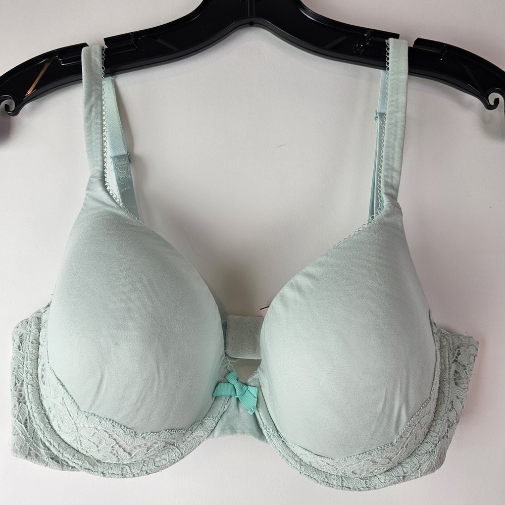 Body by Victoria's Secret Lined Perfect Coverage Bra Women's Size 34D Green Lace